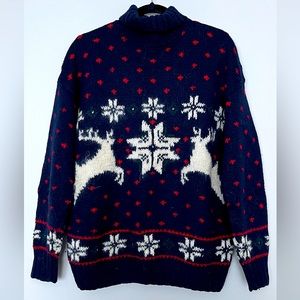 Vintage Michelle Stuart Studio Hand Knit Mohair Mock-neck Alpine Sweater Size L